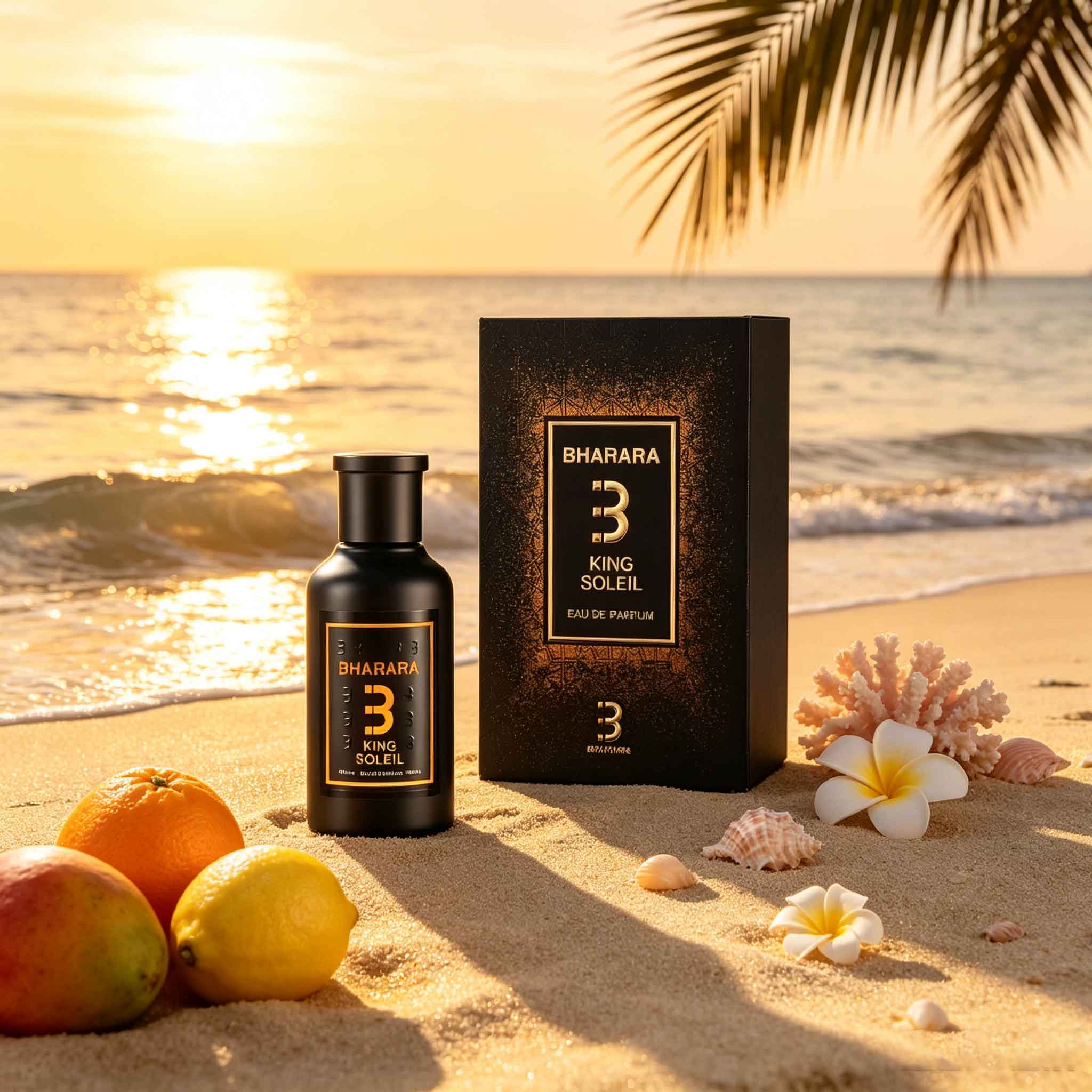 Perfume Fragrance Couture - Bharara King Soleil, ขวดน้ำหอมสีดำ-ทองสุดเท่, กลิ่นสับปะรด-ไม้จันทน์-อำพัน-มัสค์, น้ำหอมสำหรับผู้ชายกลิ่นไม้หอมแบบโอเรียนทัลที่สดใส